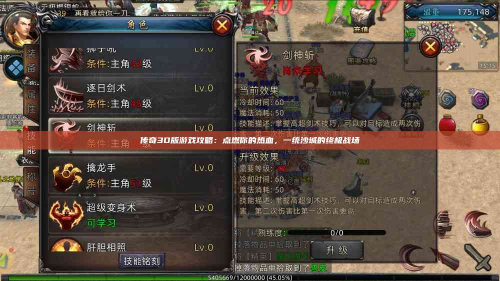 传奇3D版游戏攻略:点燃你的热血,一统沙城的终极战场